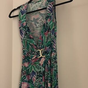 Green Patterned French Dress – Elegant & Playful 💚💖✨